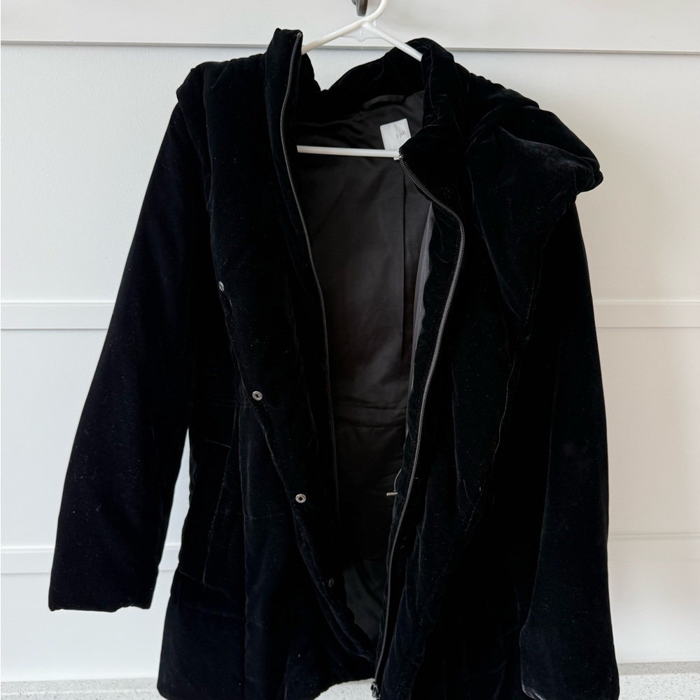 J. Jill Black Hooded Velvet Coat
